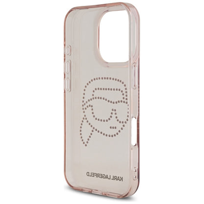 Futrola za Apple iPhone 16 Pro, Karl Lagerfeld, IML Rhinestones Karl's Head, Roze
