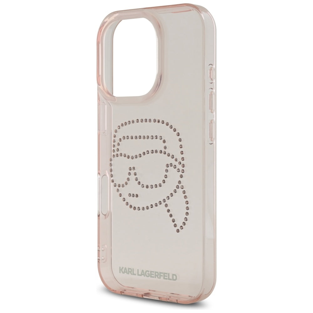 Futrola za Apple iPhone 16 Pro, Karl Lagerfeld, IML Rhinestones Karl's Head, Roze