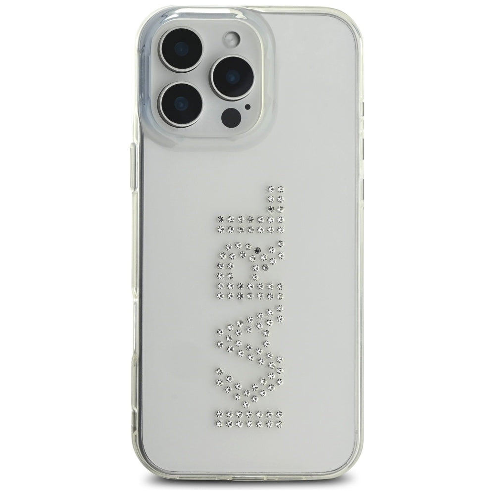 Futrola za Apple iPhone 16 Pro, Karl Lagerfeld, IML Rhinestones Transparent Logo, Transparentna