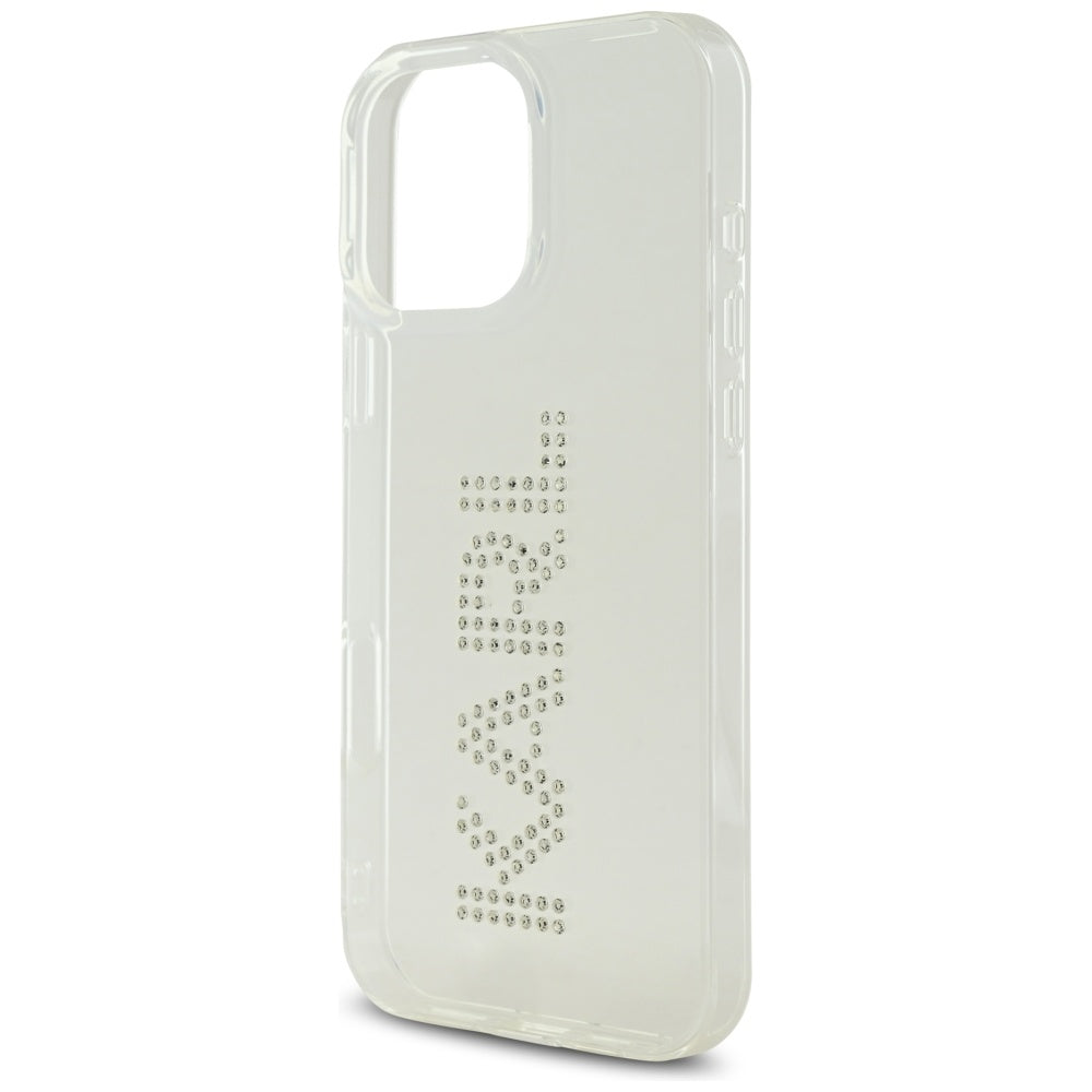 Futrola za Apple iPhone 16 Pro, Karl Lagerfeld, IML Rhinestones Transparent Logo, Transparentna