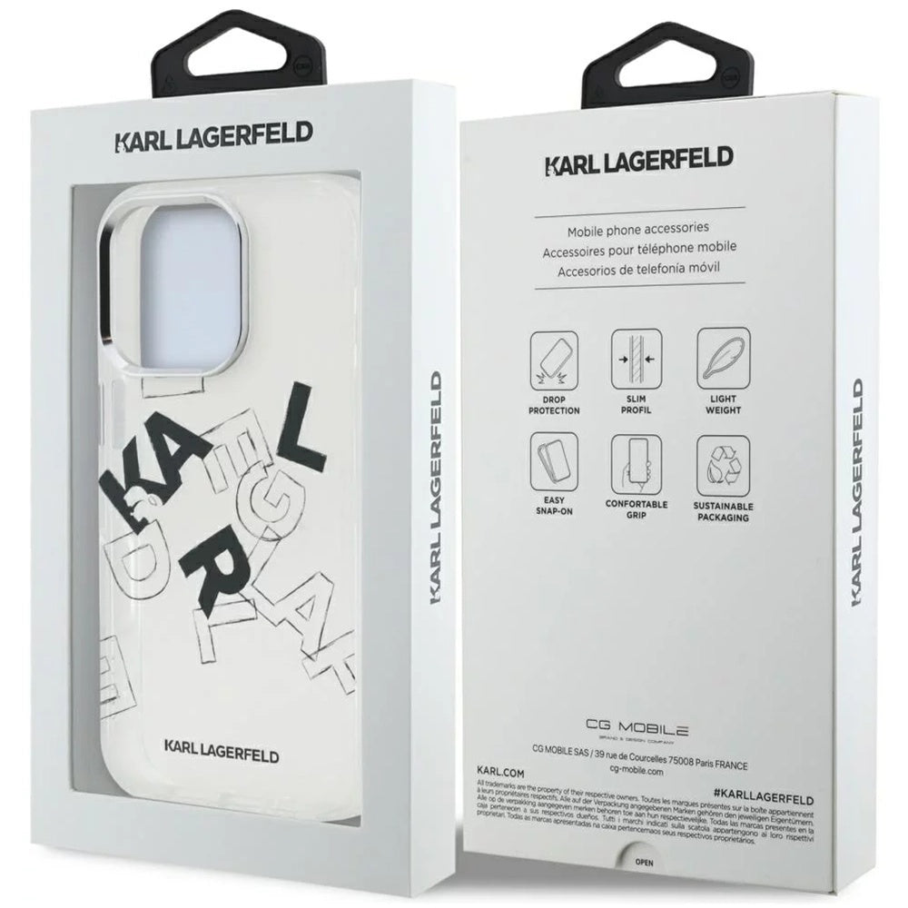 Futrola za Apple iPhone 16 Pro, Karl Lagerfeld, IML Sketched Graphic Logo, Transparentna