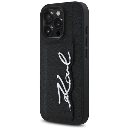 Futrola za Apple iPhone 16 Pro, Karl Lagerfeld, Metal Signature, Crna