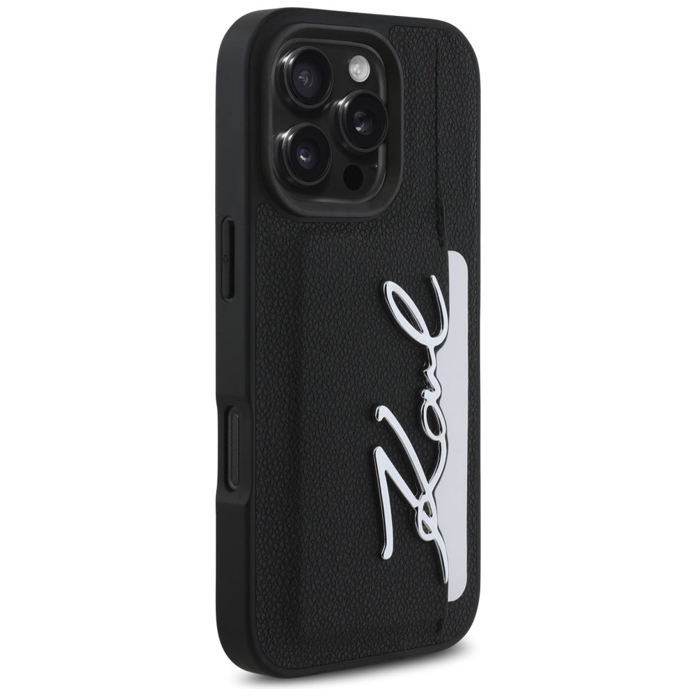 Futrola za Apple iPhone 16 Pro, Karl Lagerfeld, Metal Signature, Crna
