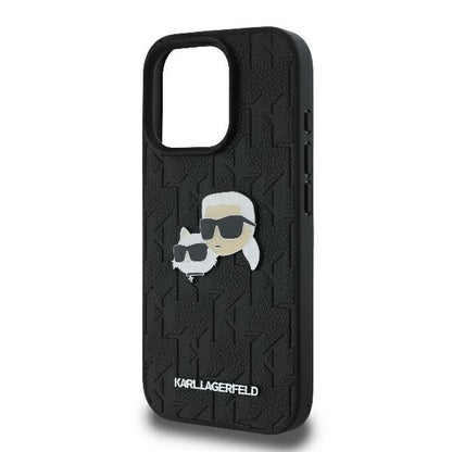 Futrola za Apple iPhone 16 Pro, Karl Lagerfeld, Monogram Karl & Choupette's Heads, Crna