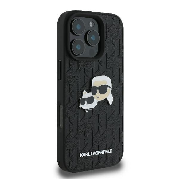 Futrola za Apple iPhone 16 Pro, Karl Lagerfeld, Monogram Karl & Choupette's Heads, Crna