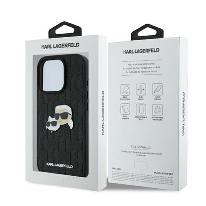 Futrola za Apple iPhone 16 Pro, Karl Lagerfeld, Monogram Karl & Choupette's Heads, Crna
