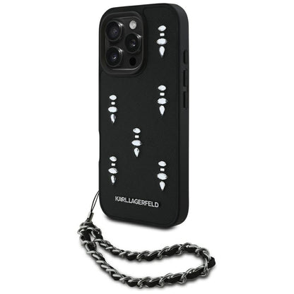 Futrola za Apple iPhone 16 Pro, Karl Lagerfeld, Saffiano Crystals & Charm, Crna