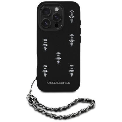 Futrola za Apple iPhone 16 Pro, Karl Lagerfeld, Saffiano Crystals & Charm, Crna