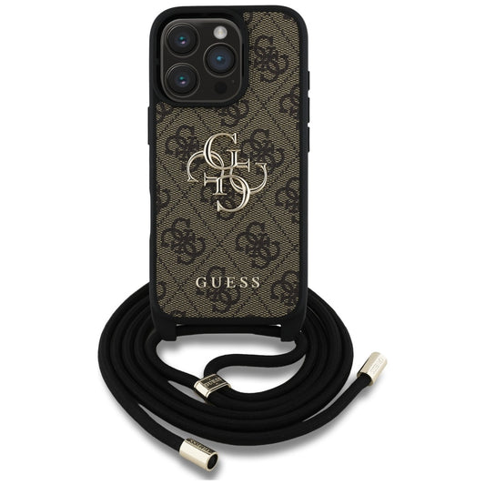 Futrola za Apple iPhone 16 Pro Max, Guess, 4G CBDY Big Logo with Cord Strap, Braon