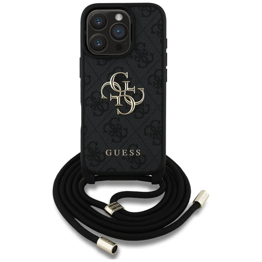 Futrola za Apple iPhone 16 Pro Max, Guess, 4G CBDY Big Logo with Cord Strap, Crna