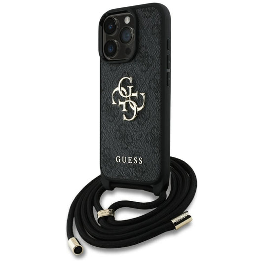 Futrola za Apple iPhone 16 Pro Max, Guess, 4G CBDY Big Logo with Cord Strap, Crna