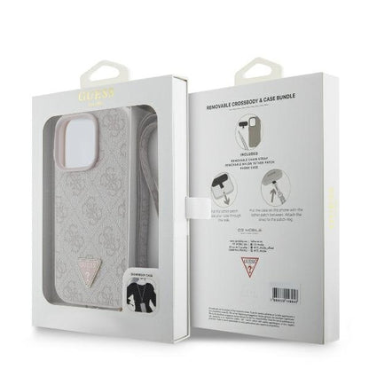 Futrola za Apple iPhone 16 Pro Max, Guess, Crossbody 4G Triangle Strass, Roze