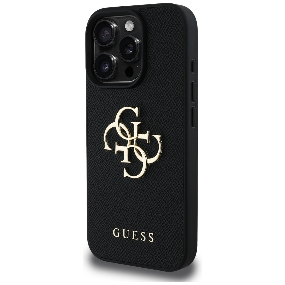 Futrola za Apple iPhone 16 Pro Max, Guess, Grained Big 4G Logo Small Classic Logo, Crna