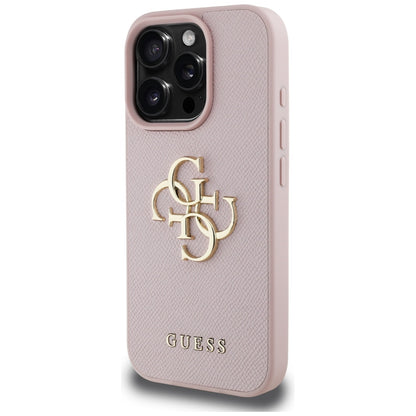 Futrola za Apple iPhone 16 Pro Max, Guess, Grained Big 4G Logo Small Classic Logo, Roze