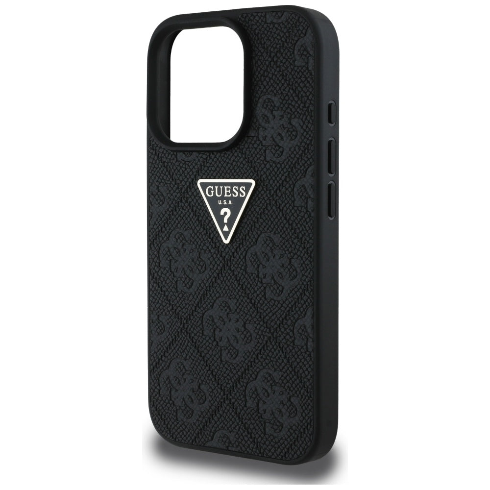 Futrola za Apple iPhone 16 Pro Max, Guess, Hot Stamp 4G Pattern Triangle Logo, Crna