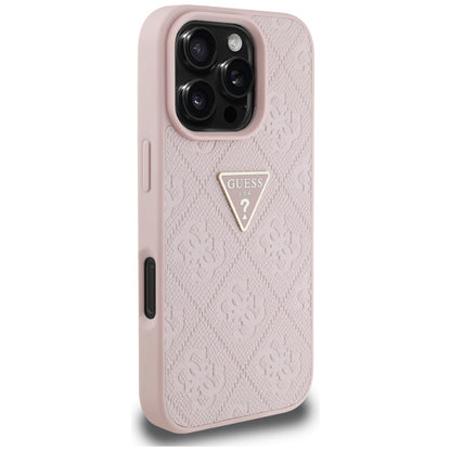 Futrola za Apple iPhone 16 Pro Max, Guess, Hot Stamp 4G Pattern Triangle Logo, Roze