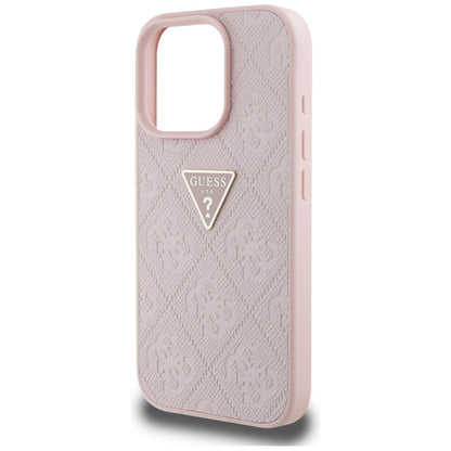Futrola za Apple iPhone 16 Pro Max, Guess, Hot Stamp 4G Pattern Triangle Logo, Roze