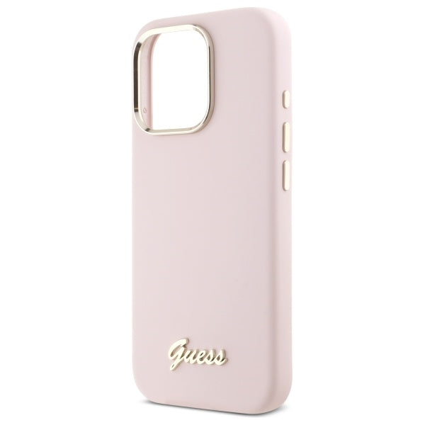 Futrola za Apple iPhone 16 Pro Max, Guess, Script Metal Logo & Frame, Svetlo Roze
