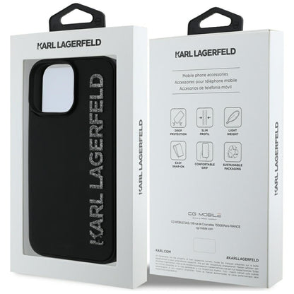 Futrola za Apple iPhone 16 Pro Max, Karl Lagerfeld, 3D Rubber Elongated Gliiter Logo, Crna