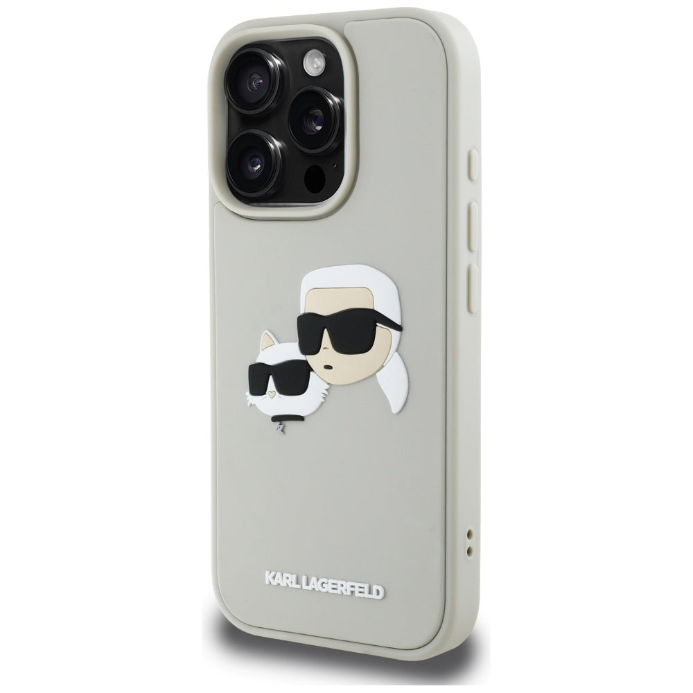 Futrola za Apple iPhone 16 Pro Max, Karl Lagerfeld, 3D Rubber Karl & Choupette, Bež