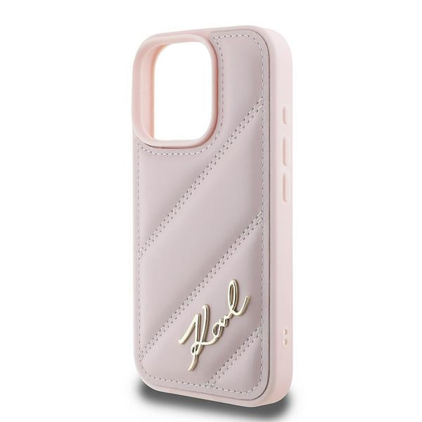 Futrola za Apple iPhone 16 Pro Max, Karl Lagerfeld, Diagonal Quilted Script, Roze