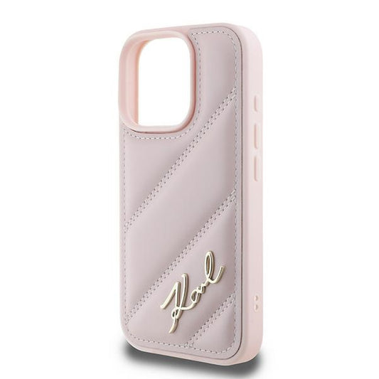 Futrola za Apple iPhone 16 Pro Max, Karl Lagerfeld, Diagonal Quilted Script, Roze