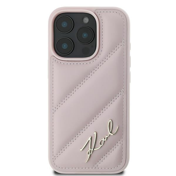 Futrola za Apple iPhone 16 Pro Max, Karl Lagerfeld, Diagonal Quilted Script, Roze
