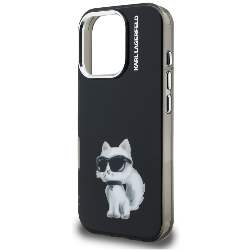 Futrola za Apple iPhone 16 Pro Max, Karl Lagerfeld, IML Aquarelle Logo Choupette, Crna