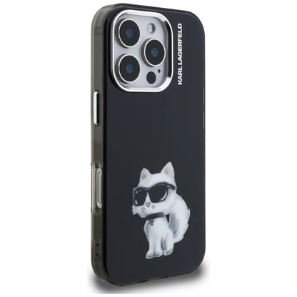 Futrola za Apple iPhone 16 Pro Max, Karl Lagerfeld, IML Aquarelle Logo Choupette, Crna