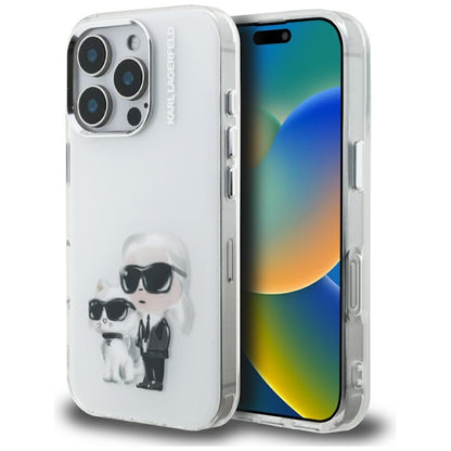 Futrola za Apple iPhone 16 Pro Max, Karl Lagerfeld, IML Aquarelle Logo Karl & Choupette, Bela