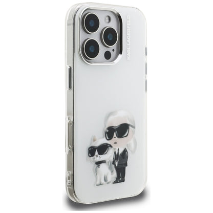 Futrola za Apple iPhone 16 Pro Max, Karl Lagerfeld, IML Aquarelle Logo Karl & Choupette, Bela