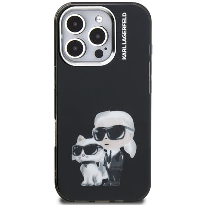 Futrola za Apple iPhone 16 Pro Max, Karl Lagerfeld, IML Aquarelle Logo Karl & Choupette, Crna