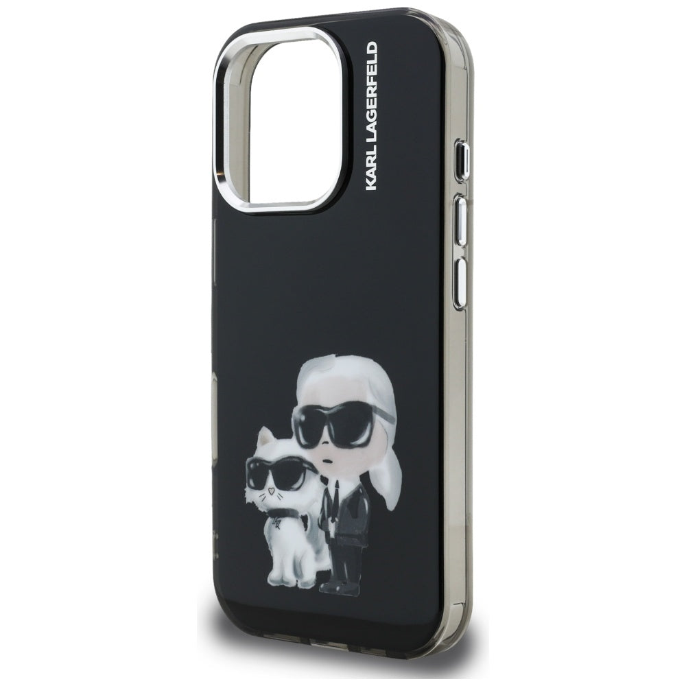 Futrola za Apple iPhone 16 Pro Max, Karl Lagerfeld, IML Aquarelle Logo Karl & Choupette, Crna