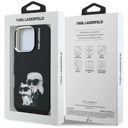 Futrola za Apple iPhone 16 Pro Max, Karl Lagerfeld, IML Aquarelle Logo Karl & Choupette, Crna