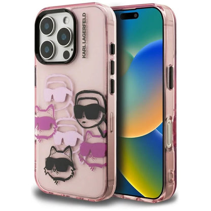 Futrola za Apple iPhone 16 Pro Max, Karl Lagerfeld, IML Luxury Multi Head Pattern, Roze