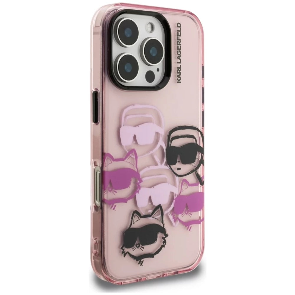 Futrola za Apple iPhone 16 Pro Max, Karl Lagerfeld, IML Luxury Multi Head Pattern, Roze