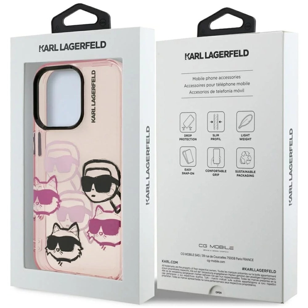 Futrola za Apple iPhone 16 Pro Max, Karl Lagerfeld, IML Luxury Multi Head Pattern, Roze