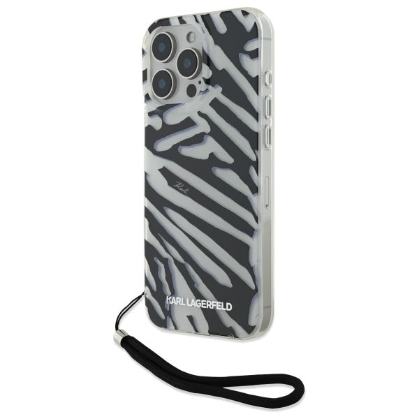 Futrola za Apple iPhone 16 Pro Max, Karl Lagerfeld, IML Luxury Zebra Pattern with Strap, Crna