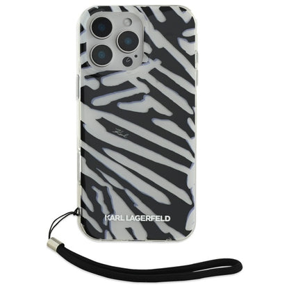 Futrola za Apple iPhone 16 Pro Max, Karl Lagerfeld, IML Luxury Zebra Pattern with Strap, Crna