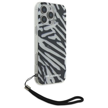 Futrola za Apple iPhone 16 Pro Max, Karl Lagerfeld, IML Luxury Zebra Pattern with Strap, Crna