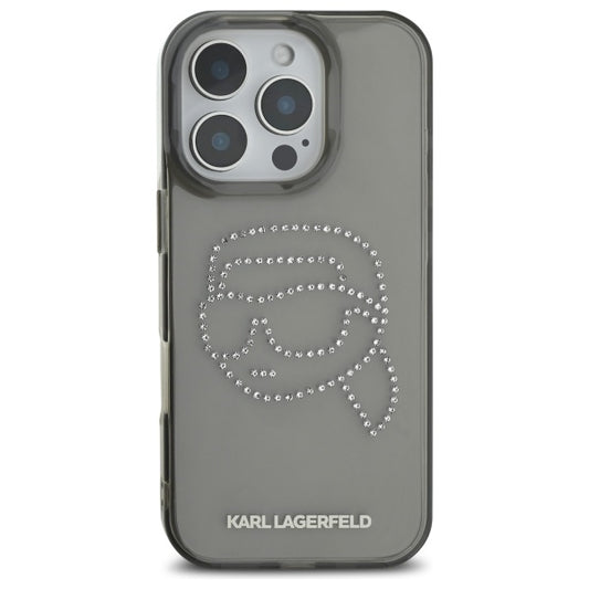Futrola za Apple iPhone 16 Pro Max, Karl Lagerfeld, IML Rhinestones Karl's Head, Crna