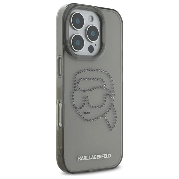 Futrola za Apple iPhone 16 Pro Max, Karl Lagerfeld, IML Rhinestones Karl's Head, Crna