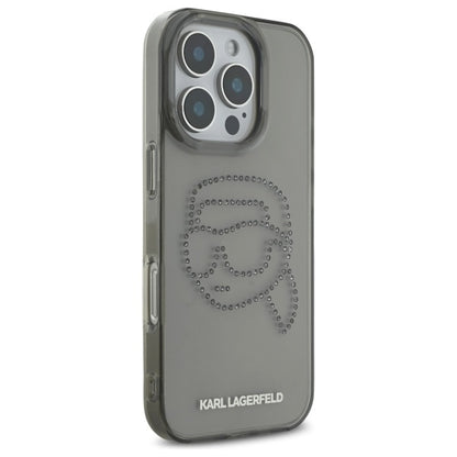 Futrola za Apple iPhone 16 Pro Max, Karl Lagerfeld, IML Rhinestones Karl's Head, Crna