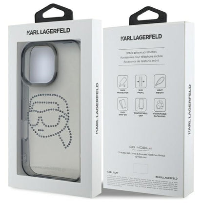 Futrola za Apple iPhone 16 Pro Max, Karl Lagerfeld, IML Rhinestones Karl's Head, Crna