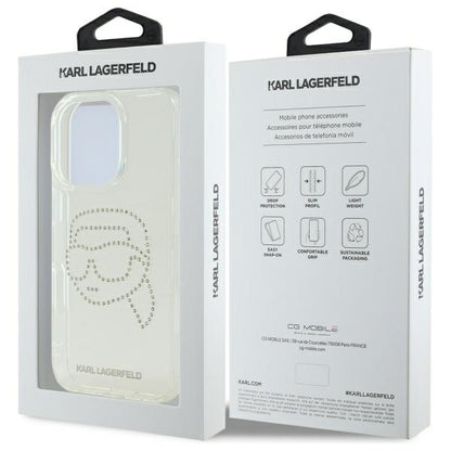Futrola za Apple iPhone 16 Pro Max, Karl Lagerfeld, IML Rhinestones Karl's Head, Transparentna