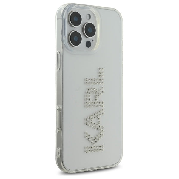 Futrola za Apple iPhone 16 Pro Max, Karl Lagerfeld, IML Rhinestones Transparent Logo, Transparentna