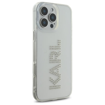 Futrola za Apple iPhone 16 Pro Max, Karl Lagerfeld, IML Rhinestones Transparent Logo, Transparentna
