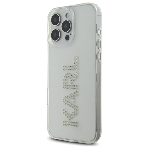 Futrola za Apple iPhone 16 Pro Max, Karl Lagerfeld, IML Rhinestones Transparent Logo, Transparentna