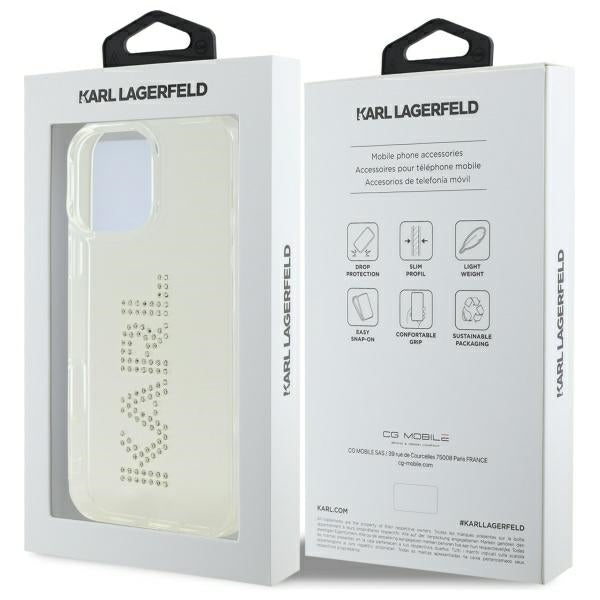 Futrola za Apple iPhone 16 Pro Max, Karl Lagerfeld, IML Rhinestones Transparent Logo, Transparentna