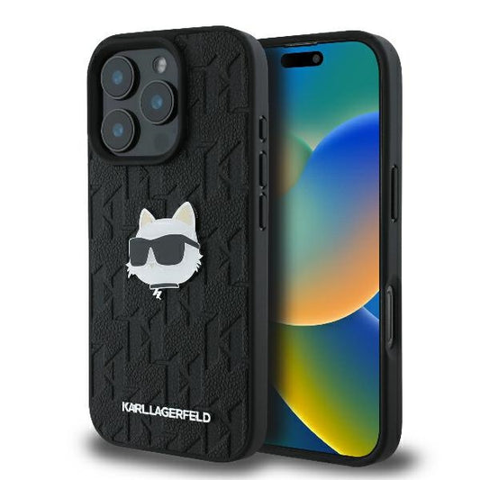 Futrola za Apple iPhone 16 Pro Max, Karl Lagerfeld, Monogram Choupette's Head, Crna